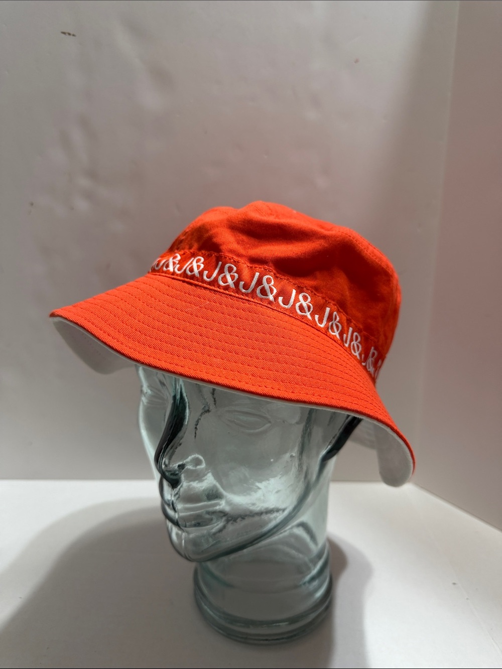 Orange Bucket Hat with White J&J Logo